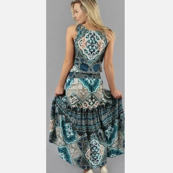 Hale Bob multi color sleeveless maxi dress size M - Picture 3 of 11